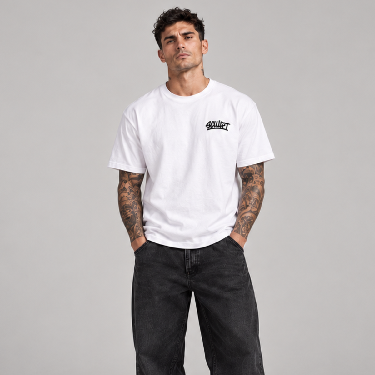 Colson Premium Oversized Embroidered Tee — White