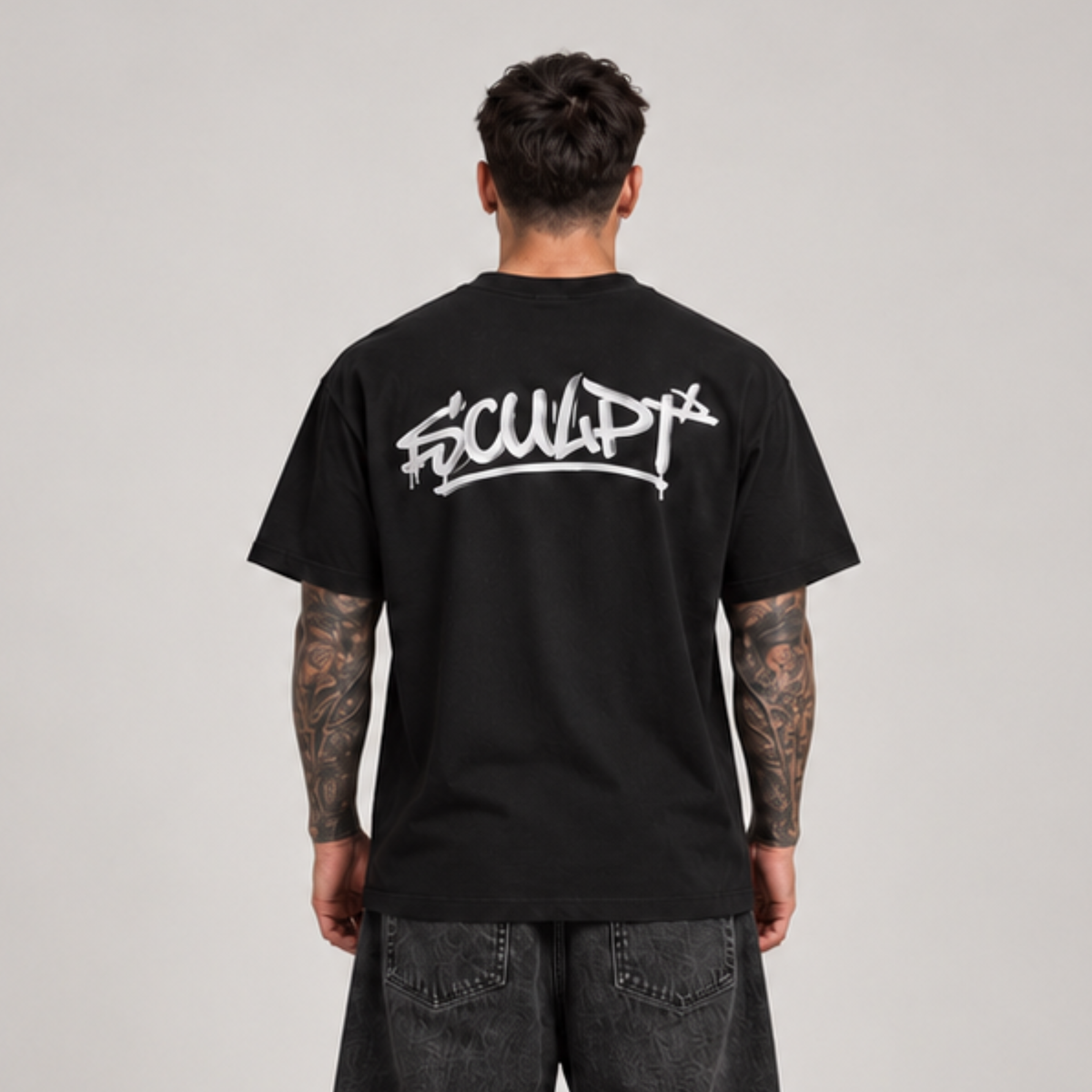Marshall Premium Oversized Embroidered Tee — Black