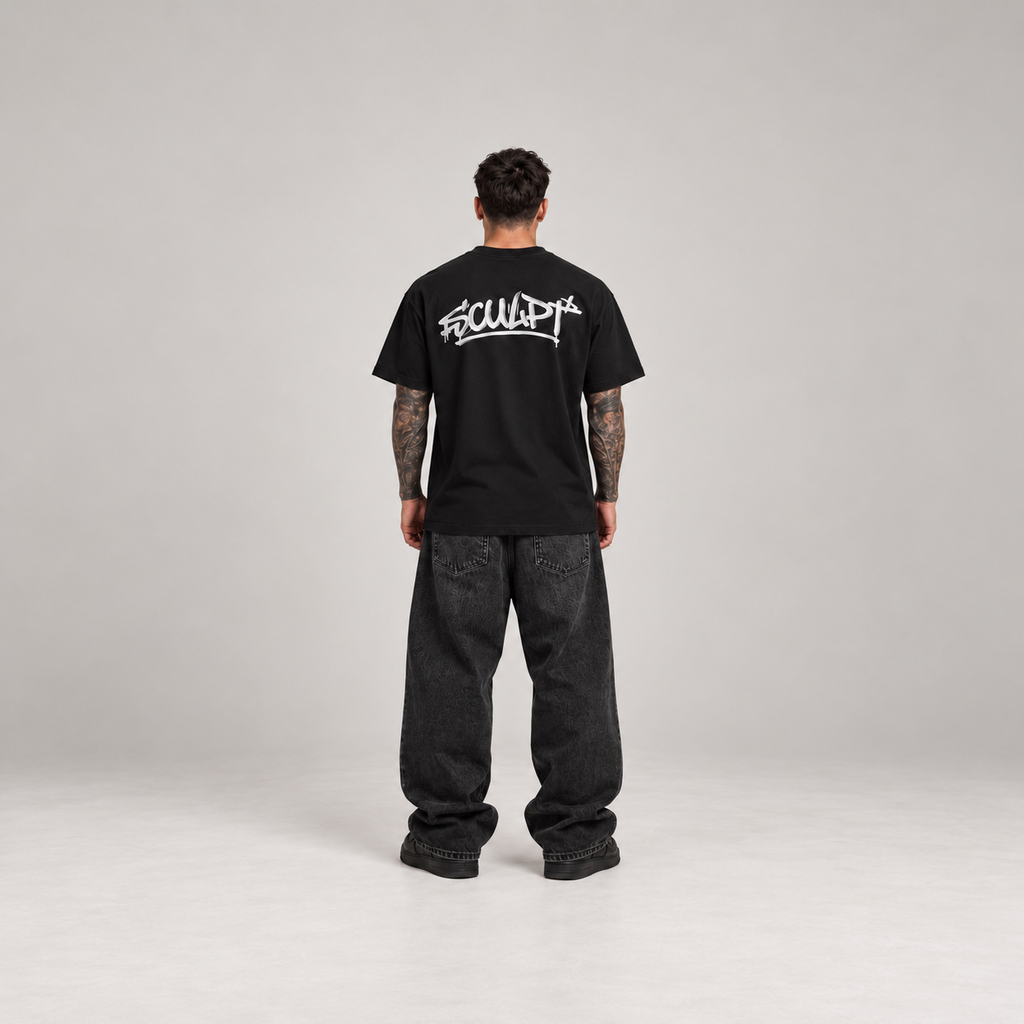 Marshall Premium Oversized Embroidered Tee — Black